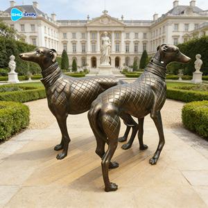 Скульптура собаки породы грейхаунд в натуральную величину из бронзы, пара, для украшения сада и газона, ручная работа, металлическое искусство - Product Image 3