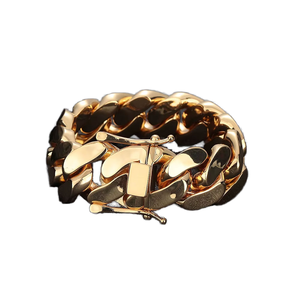 Nuoya Wholesale 8MM Gold Plated Stainless Steel Cuban Link Bracelet High Polish Hip-Hop Jewelry <b>for</b> <b>Men</b> and Women <b>for</b> Gift - Product Image 1