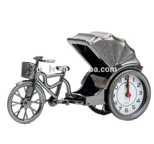 Luxury Hand made Modern Natural Silver Rickshaws Table Wheel Clock