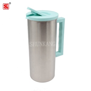 Tetera de agua fría de acero inoxidable, hervidor de agua de cuerpo recto colorido de estilo coreano con mango - Product Image 3