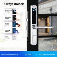 Serrure de porte intelligente en alliage d'aluminium avec application Tuya standard américaine, serrure de porte électronique sans clé numérique avec empreintes digitales pour la maison, l'appartement, Airbnb