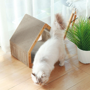 Griffoir vertical moderne pour <span class=keywords><strong>chat</strong></span> de type cabane, couleur imitation bois, vente en gros, jouets pour <span class=keywords><strong>chat</strong></span>, arbres <span class=keywords><strong>à</strong></span> <span class=keywords><strong>chat</strong></span> en plastique - Product Image 1