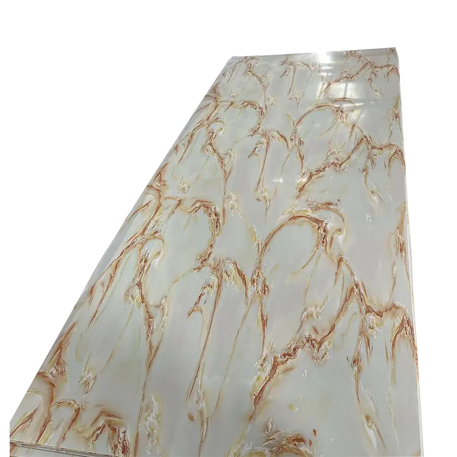 Folha de marmore de pvc de alto brilho para decoração de paredes interiores folha de marmore de pvc de boa qualidade para banheiros