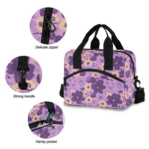 Sac à déjeuner isotherme écologique personnalisé avec motif floral, sac fourre-tout réutilisable pour le bureau, le pique-nique, imperméable et isotherme avec compartiments - Product Image 6