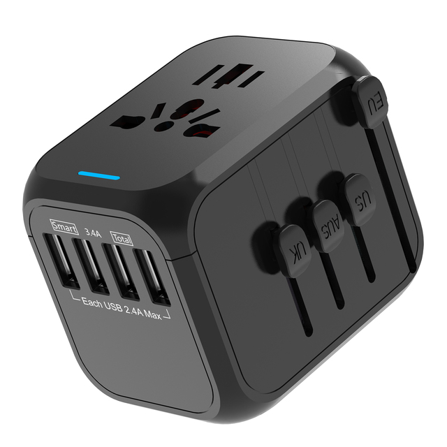 Universal Travel Adapter With Usb and Type-c Smart Usb Charger Electrical Plug Socket