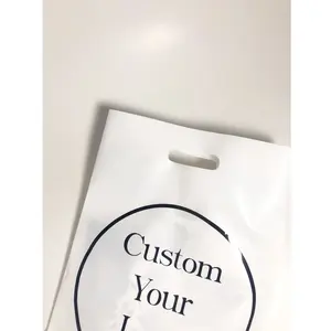 カスタムロゴデザインプリントキャリアパンチホールハンドルショッピングプラスチックダイカットバッグ