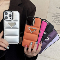 Coque de téléphone 3D Diamond Brand PR Logo Puffer pour iPhone Air 17 16 15 14 13 Pro Max, style doudoune, toucher doux, rembourrée en coton