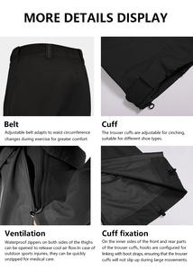 بنطلون تكتيكي رجالي مقاوم للماء سعة 3 لتر |   بنطلون صيد خارجي أسود متعدد الجيوب، مصنوع من البوليستر للمشي لمسافات طويلة والتخييم - Product Image 6