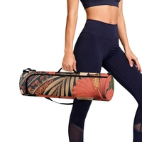 Sac de transport promotionnel pour tapis de yoga et de Pilates, imprimé Tapa Hibiscus Samoan, avec fermeture éclair et bandoulière réglable