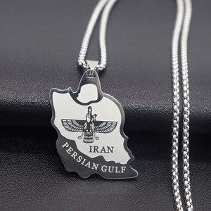 Collier étanche en acier inoxydable doré pour femme, bijoux plaqué or 18 carats, collier carte de l'Iran pour femme, collection 2026 - Product Image 3