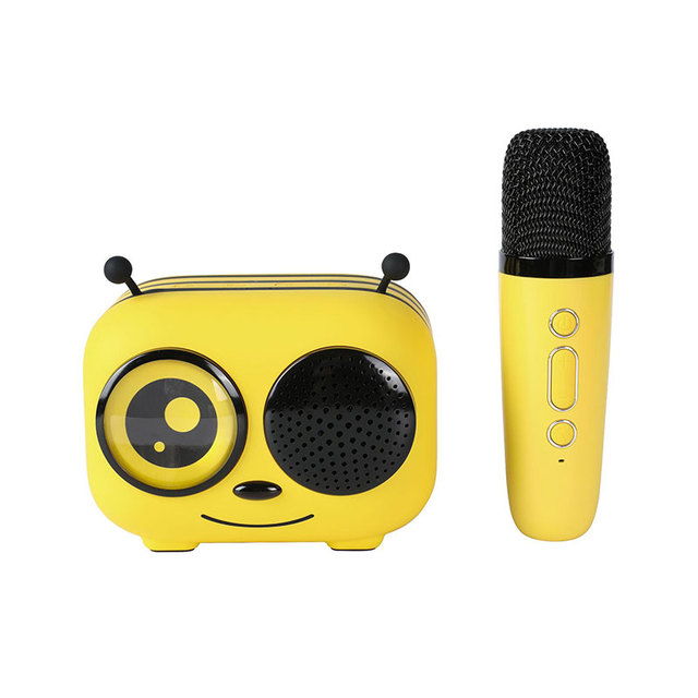 Audio Cartoon Speaker Wireless Music Mini Bee Shape Retro Mini Wireless Karaoke Party Speaker with Microphone