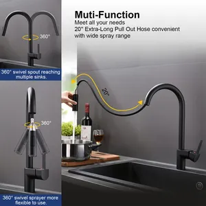 American Modern Chrome One-Handle High Arc Pull Down Sprayer Kitchen Faucet