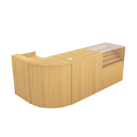 Comptoir de caisse incurvé professionnel en bois pour supermarché, hall d'accueil, vitrine en verre, bois MDF écologique et durable, 90 cm