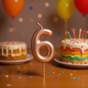 Party <b>Love</b> <b>Candles</b> Number 6 Rose Gold 6cm Birthday <b>Candle</b> - Product Image 3