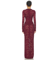 Vestido de Fiesta Casual Otoñal para Mujer, Estilo Dulce y Moderno, Sexy, con Cuello Abierto, Tirante Único, Corte Regular, Encaje, Manga Larga, Lentejuelas Florales
