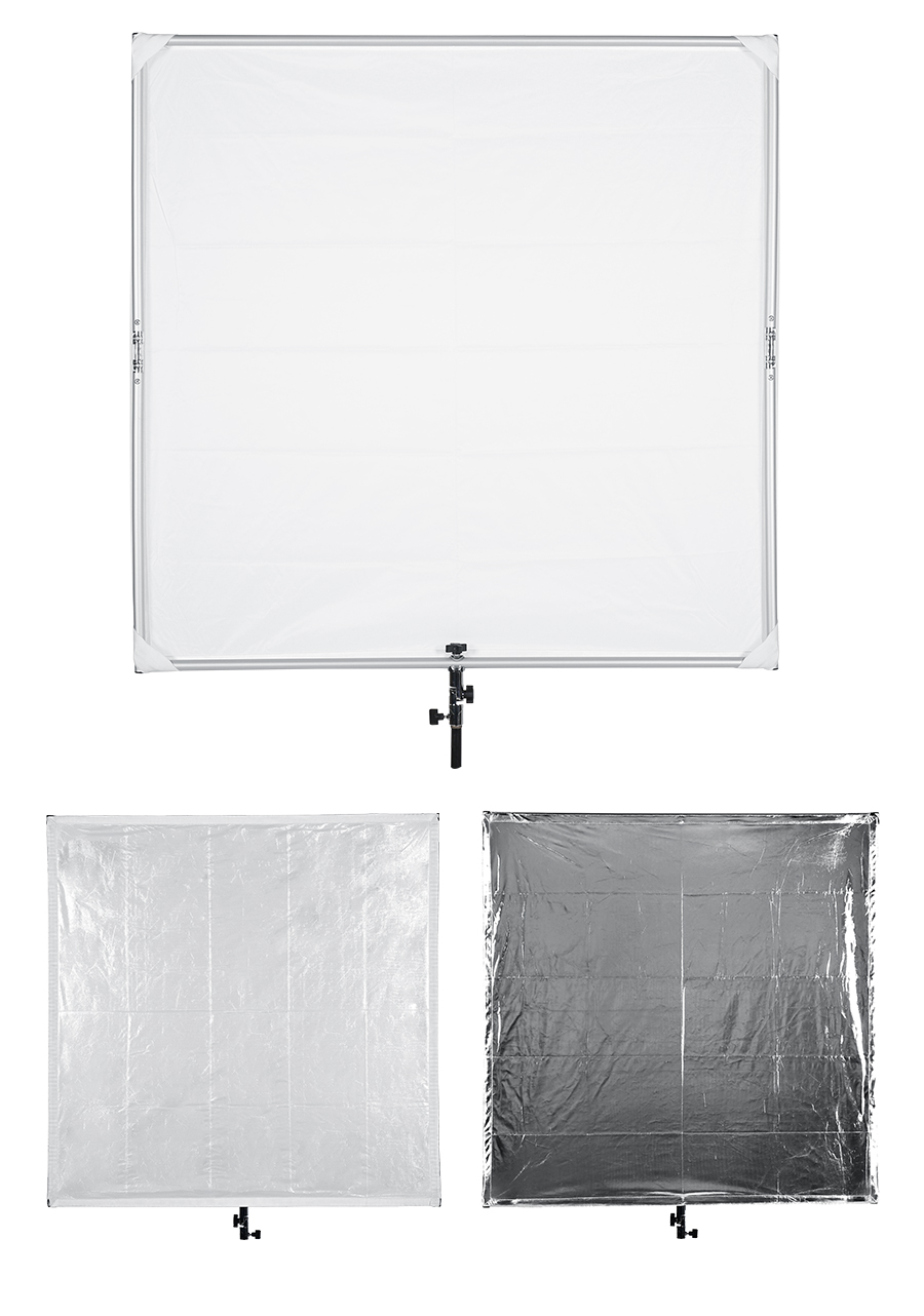 110cm 43in Scrim Large Silver Diffuser Reflector Collapsible Aluminum Alloy Frame with Angle Adjustment Handle for Photography