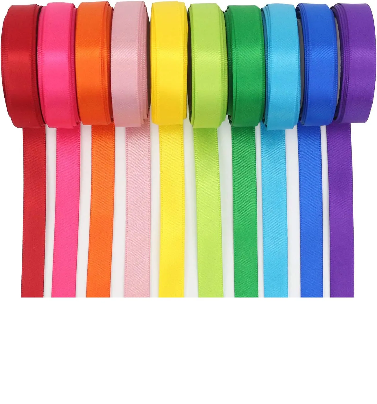 Rainbow Colored Printed Ribbon Pastel Assortment Satin Ribbon 3/8" Inch 50 Yards Pastel Ribbons for Gift Wrap