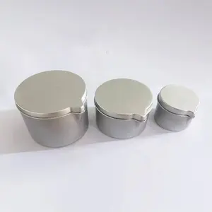 Private label massage candle tin spa tinplate black round massage candle oil tins can with pour pouring spout tin candle