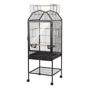 Grande cage à oiseaux dernier Design pour perroquets Pigeons, fil de fer, Tube carré, niche avec plateau, roues d'alimentation