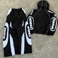 Ensemble de survêtement coupe-vent personnalisé avec logo, ensemble de jogging en nylon, ensemble color block, survêtement de course, ensemble veste à capuche coupe-vent et pantalon