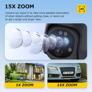 15x Zoom đôi màn hình xem không dây Wifi máy ảnh tiêu thụ điện năng thấp con người phát hiện máy ảnh tự động theo dõi CCTV hệ thống báo động - Product Image 2