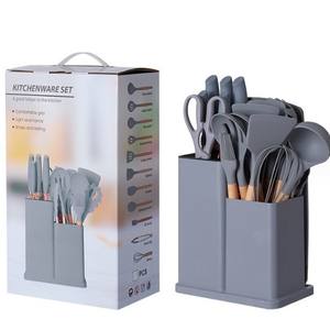Ustensiles de cuisine en silicone, ensemble de 19 pièces, outils de cuisine, baril de rangement, manche, ensemble d'ustensiles de cuisine, ensemble de couteaux de cuisine - Product Image 3