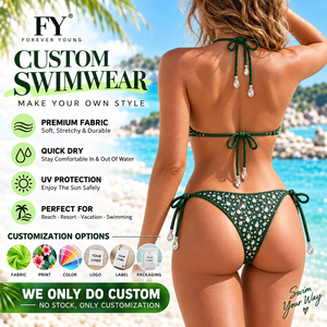 Swimwear Manufacturer Custom OEM Private Label Halter Bikini <strong>Thong</strong> One Piece Quick Dry Beach Swimsuit Low MOQ - Product Image 2