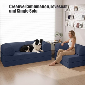 Canapé-lit modulaire convertible en forme de L <span class=keywords><strong>avec</strong></span> accoudoirs en éponge compressée, canapé-lit moderne pour salon, appartement, chambre à coucher, hôtel - Product Image 2