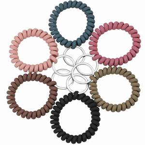 Colorful Stretchable Wristband Bracelet <b>Key</b> Holder Flexible Spiral Wrist Coil Bracelet Wrist <b>Key</b> <b>Chain</b> - Product Image 4