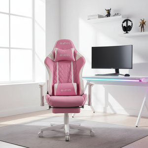 High Quality <b>Reclining</b> Leather Revolving Pc <b>Game</b> Ergonomic Racing Gaming <b>Chair</b> 5934 Pink Gaming <b>Chair</b> With Foot 5934 5934 P - Product Image 1