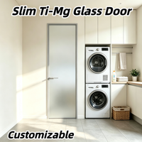 Porte intérieure battante en verre double, cadre en alliage Ti Mg, verre trempé 3C, structure stable, taille personnalisée pour travaux de rénovation