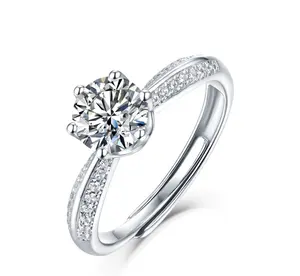 Moissanite perhiasan VVS Moissanite berlian cincin pernikahan emas dapat diubah wanita Bijouterie 18K putih 1ct 2ct 3ct perak GIC CN;HEN