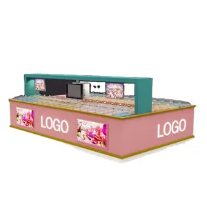 Design de kiosk de doces moderno no no centro/portátil, base móvel doce, ideia para popcorn com prateleira de exibição de algodão, para venda