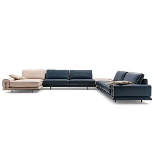 Ricos Móveis sofá conjunto 8 lugares nappa couro alta qualidade sofás italianos para casa luxo