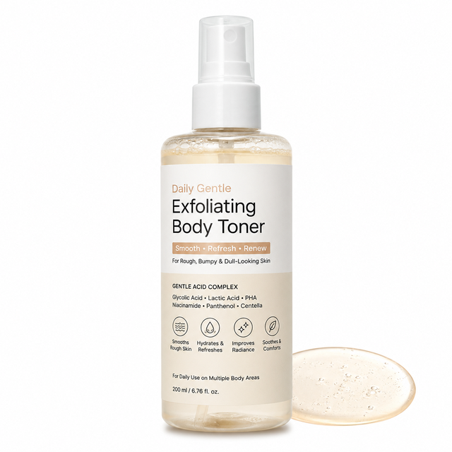 Gentle Daily Body Exfoliator Smooth Hydrating Glycolic Acid Body Toner Spray for Strawberry Legs Rough Skin