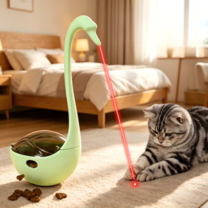 Juguete Interactivo Eléctrico para <span class=keywords><strong>Gatos</strong></span> con Luz UV Roja, Dispensador Automático de Golosinas, Rompecabezas Giratorio, Juego Autónomo para Aliviar el Aburrimiento y Estimular la Actividad Mental - Product Image 2