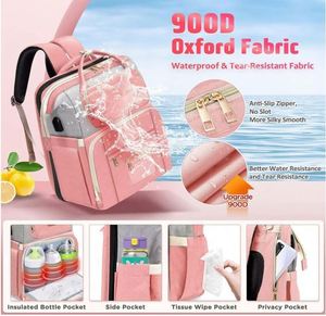 Free Sample Diaper Bag <b>Backpack</b> <b>Waterproof</b> Diaper Bags for Travel with Insulated Milk Bottle Pocket Large Capacity and Stroller - Product Image 4