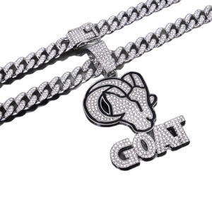 Tùy Chỉnh Châu Âu Mỹ Phong Cách Đầy Đủ Dây Chuyền Kim Cương Chất Lượng Cao Charms Dê Thư Mặt Dây Chuyền Với 20in Cuba Chuỗi - Product Image 2