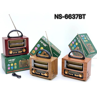 Radio rétro NS-6637BT AM/FM/SW avec lecteur MP3, entrée TF/Aux, haut-parleur, scanner de canaux, recherche automatique multifonction