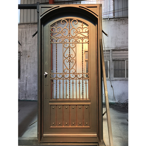 Puerta de entrada de hierro con patrón moderno, con mango personalizado - Product Image 4