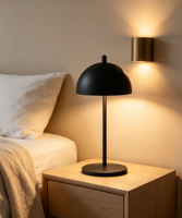 Lampe de table moderne en forme de champignon, lampe de bureau en métal noir, lampe de chevet minimaliste pour chambre à coucher, hôtel, décoration de la maison