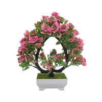 Simulierte grüne Pflanze herzförmige Rose Bonsai Kunststoff Liebhaber Baum Topf Indoor Desktop Blumen dekoration Thanksgiving