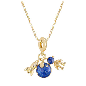 Pendentifs de bijoux électroplaqués en cuivre pur, multicolores, motifs Avion, Valise, Étoile de mer, Fille, breloques combinées DIY, pour le commerce transfrontalier - Product Image 3