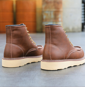 Men's Ankle <b>Boots</b> <b>Work</b> <b>Boots</b> Mid Top Outdoor <b>Boots</b> British Style Genuine <b>Leather</b> American Vintage Comfortable Durable Stylish - Product Image 5