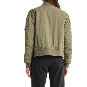 Chaqueta Bomber de Alta Calidad para Mujer, Estilo Urbano, Personalizada, Verde Oliva, 100% Nailon, Corte Ajustado, Cortavientos - Product Image 4