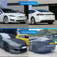 Kit carrosserie large en fibre de carbone pour Tesla Model S 2017 - Lame avant, lames arrière, aileron arrière, jupes latérales