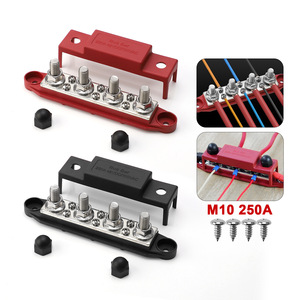 Barra de Distribución de Cobre 250A M10 48VDC 300VAC con Perno, Roja y Negra - Product Image 2