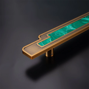 Poignée de porte en verre et zinc au design moderne de luxe, bronze, coquille de fleur verte, marbre, bois, alliage <span class=keywords><strong>d</strong></span>'<span class=keywords><strong>aluminium</strong></span> massif pour appartement - Product Image 2