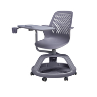 Chaise d'étude scolaire interactive en plastique confortable avec accoudoirs et tablette