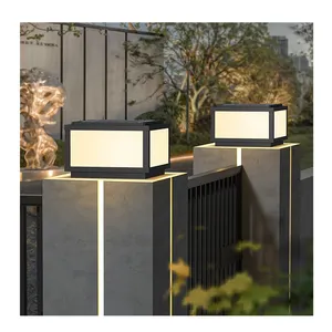 Outdoor Waterproof Wall Lamps Metal Garden Led Column Headlights Patio Doorpost Lights Villa Viewing Pillar Solar Bollard Light